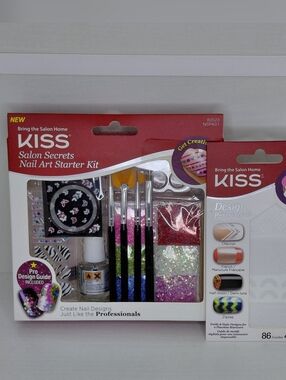 KISS Salon Secrets Nail Art Starter Kit - Red, Pink, Green, Blue, Purple, Black